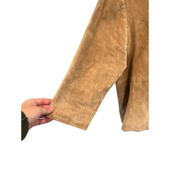 Outfit JPR Petite Women Suede Leather Blazer Size Medium MP Cardigan Western Tan - Picture 7 of 7